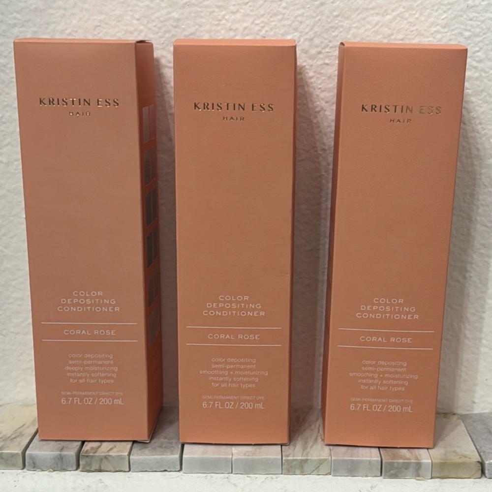 Authentic New lot of 3 Kristin Ess Color Color Depositing Conditioner Coral Rose